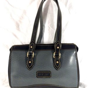 DOONEY & BOURKE Blue/Yellow/Black Leather Cabrio Top Zip Shoulder Made in USA